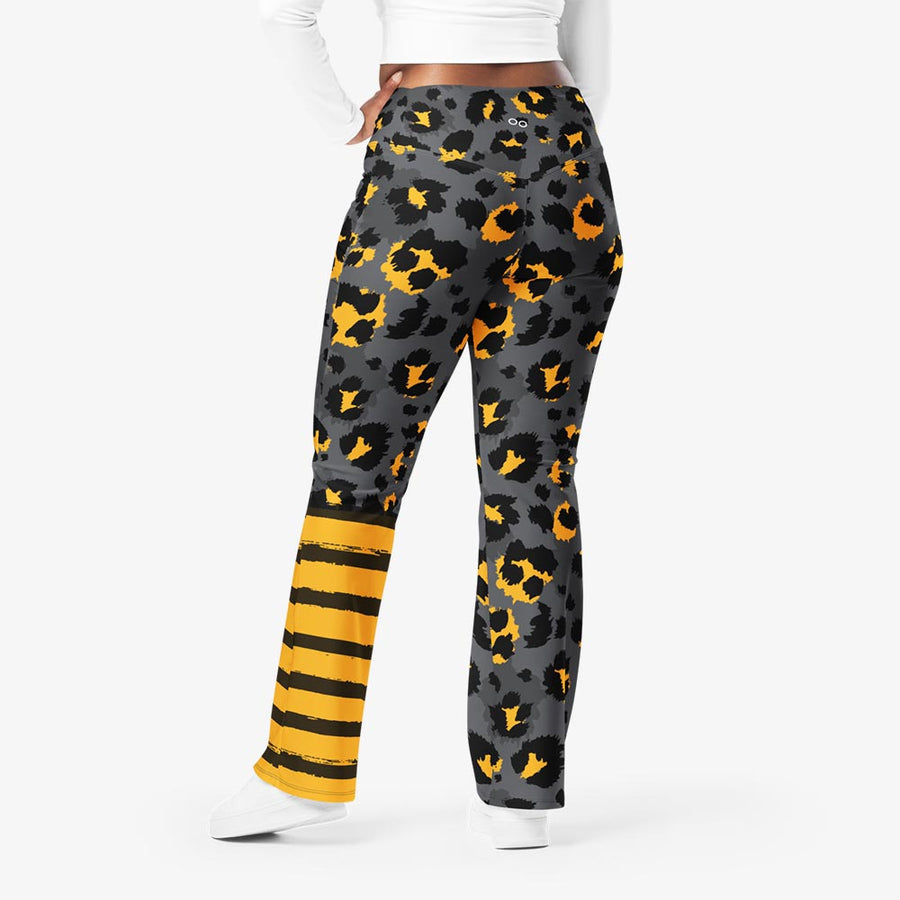Recycled Flare leggings "Beepard" Yellow/Black/Grey