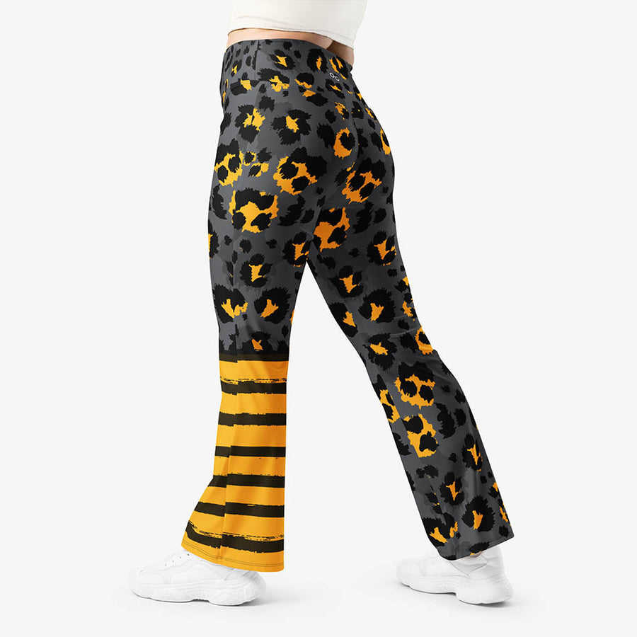 Recycled Flare leggings "Beepard" Yellow/Black/Grey