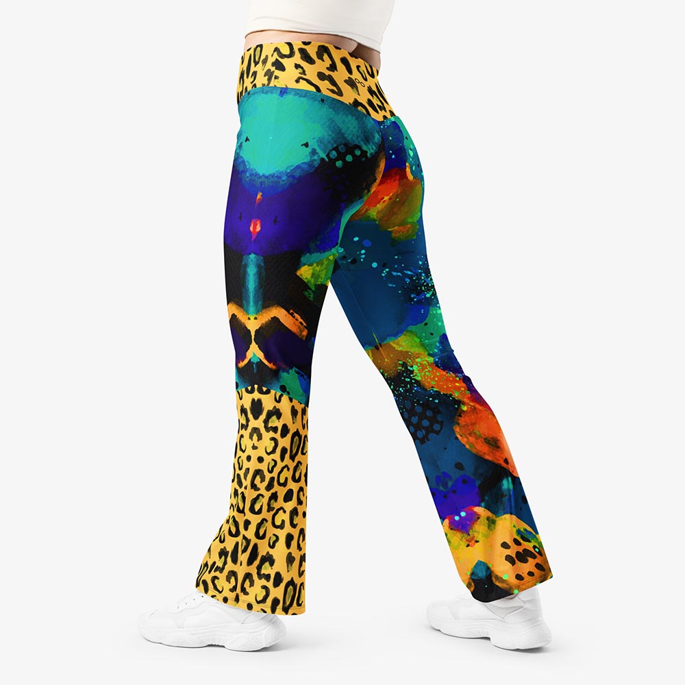 Wild Canvas Flare Leggings – Blue/Yellow