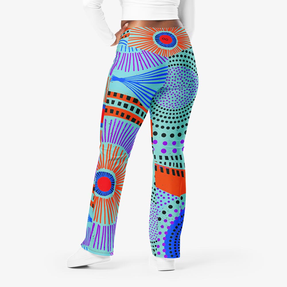 EthnoPop Flare Leggings – Turquoise/Red