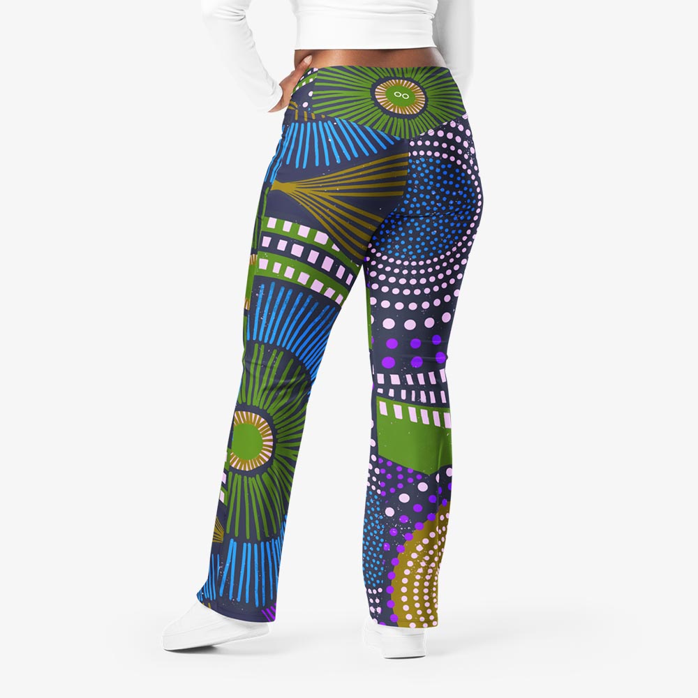 EthnoPop Flare Leggings – Blue/Green