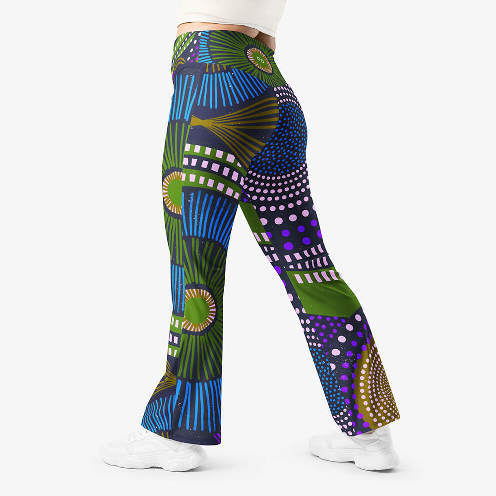 EthnoPop Flare Leggings – Blue/Green