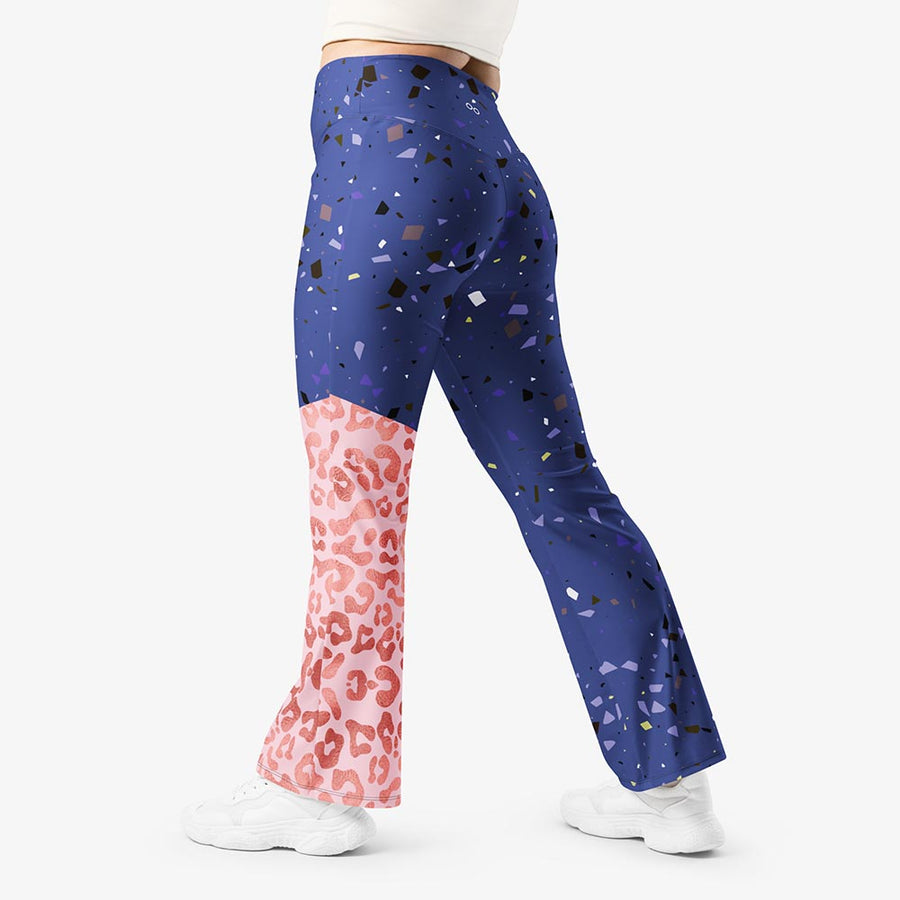 Recycled Flare leggings "Wild Confetti" Blue/Rose Gold