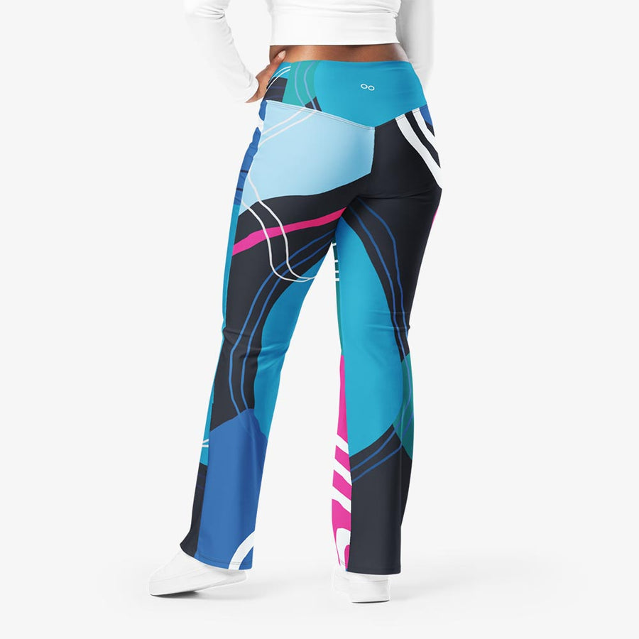 Recycled Flare leggings "Moodernist" Blue/Pink