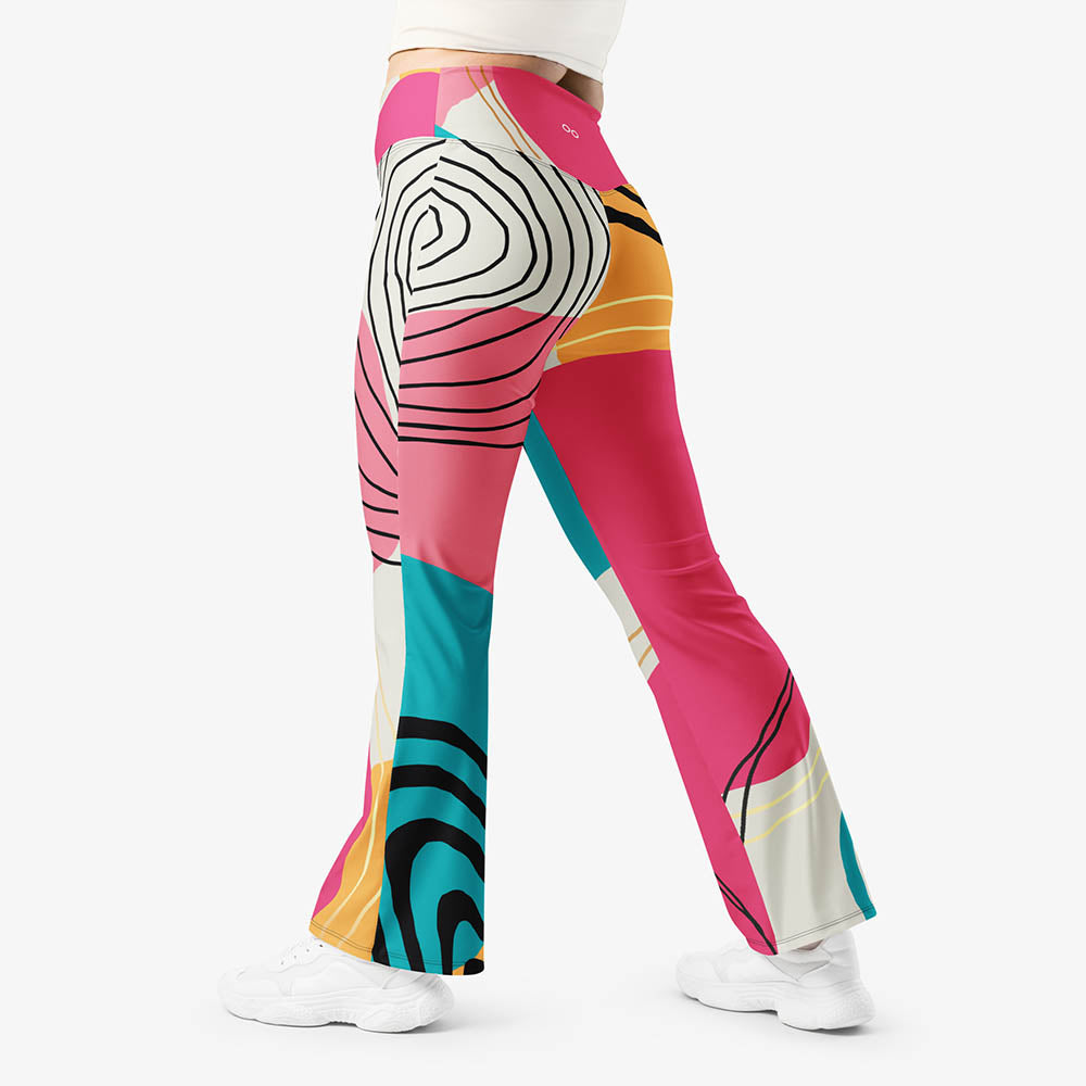 Modernist Flare Leggings – Fuchsia/Turquoise