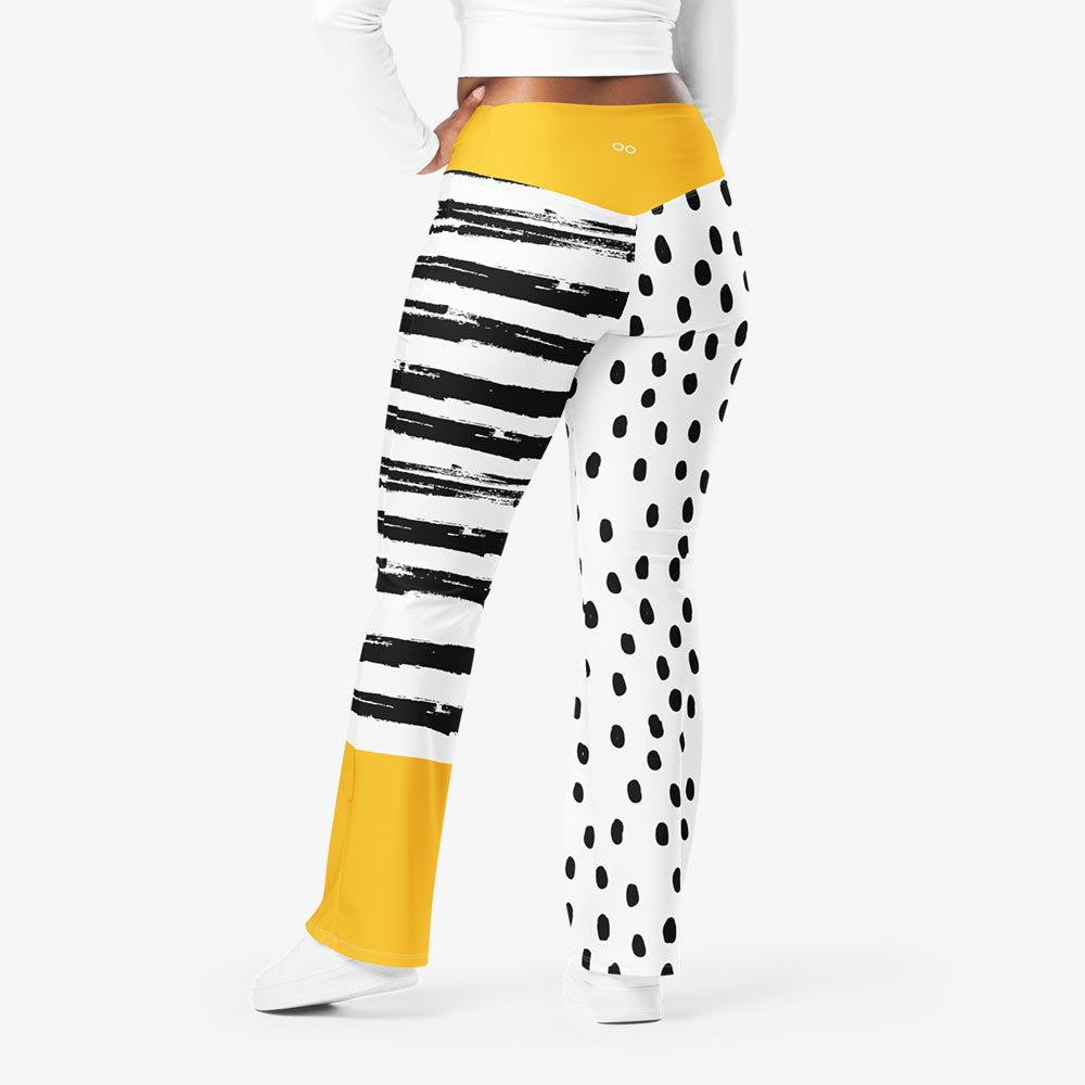 Dots & Stripes Flare Leggings – Yellow