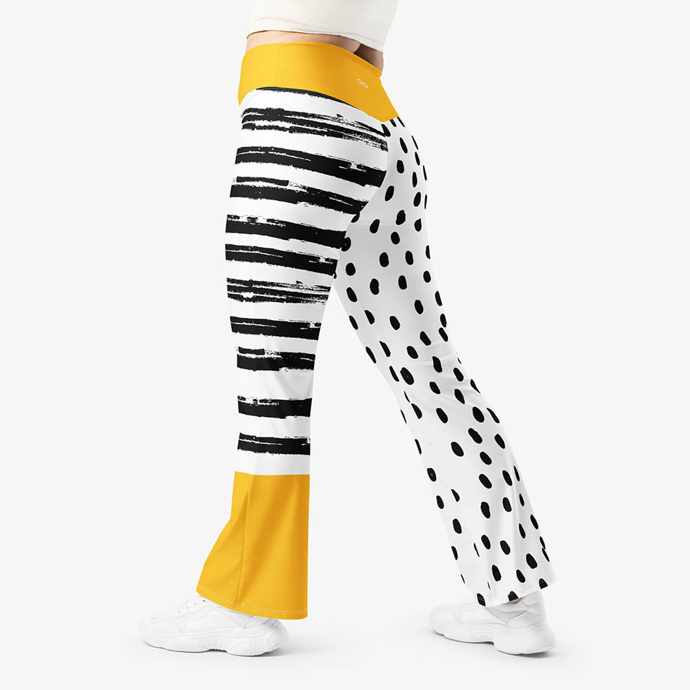 Dots & Stripes Flare Leggings – Yellow