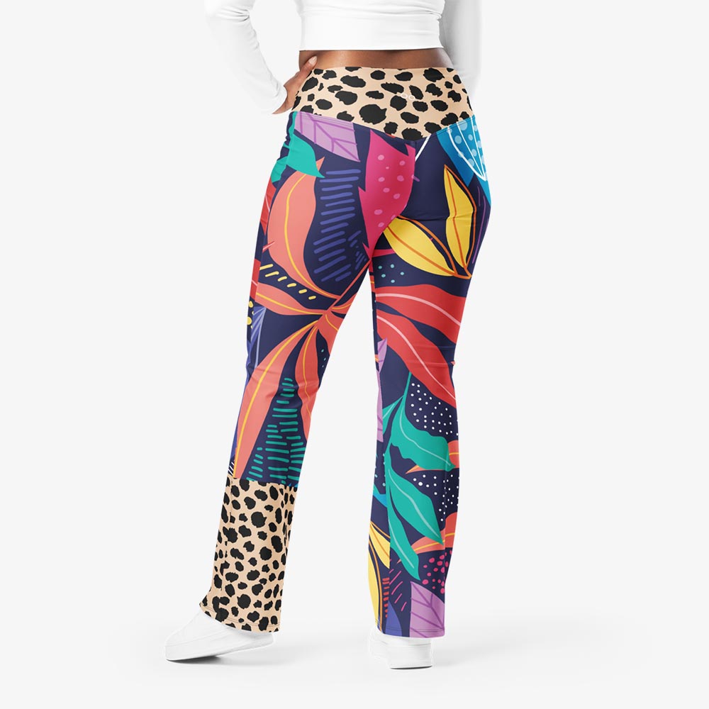 Animal Leaves Flare Leggings