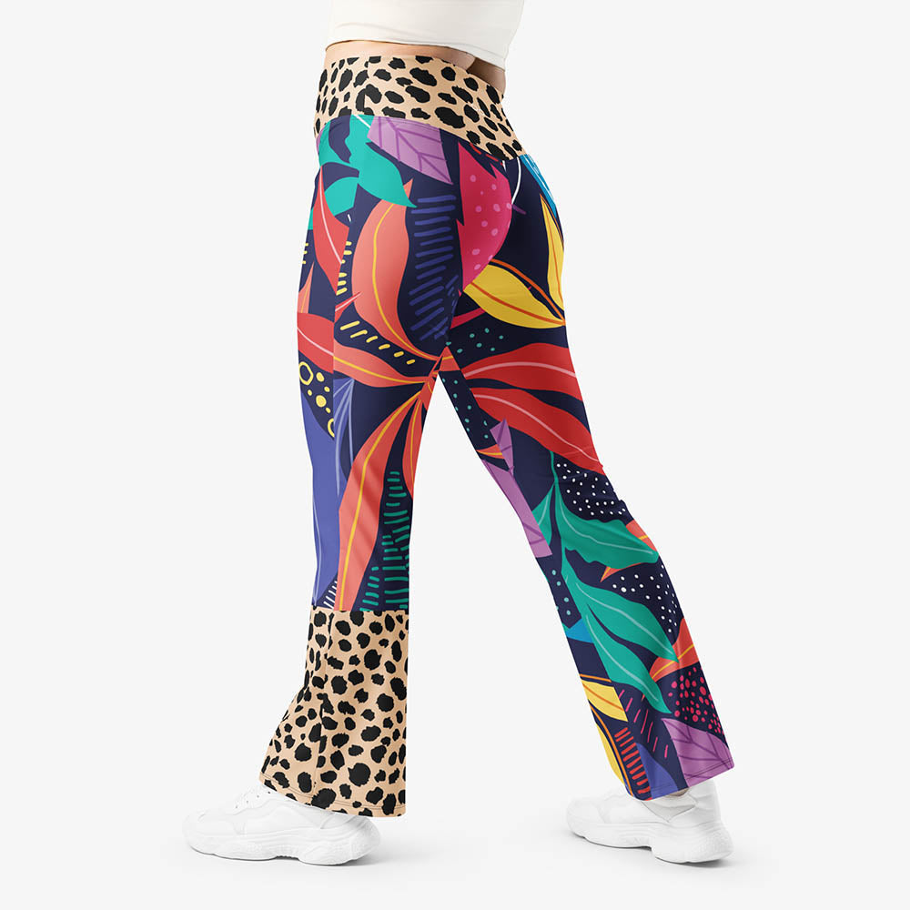 Animal Leaves Flare Leggings