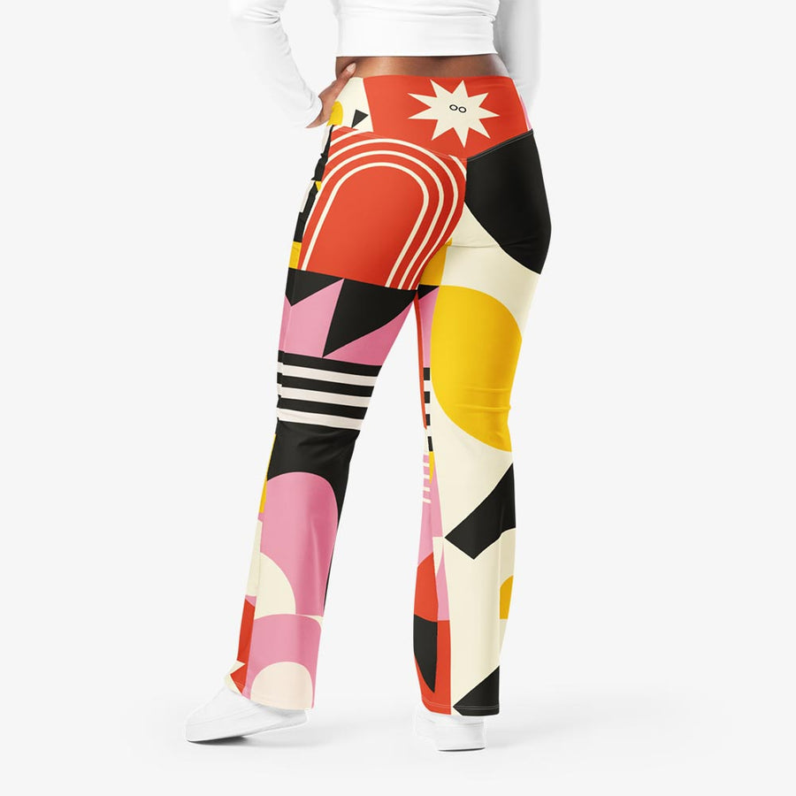 Recycled Flare leggings "Design Delight" Orange/Yellow/Pink