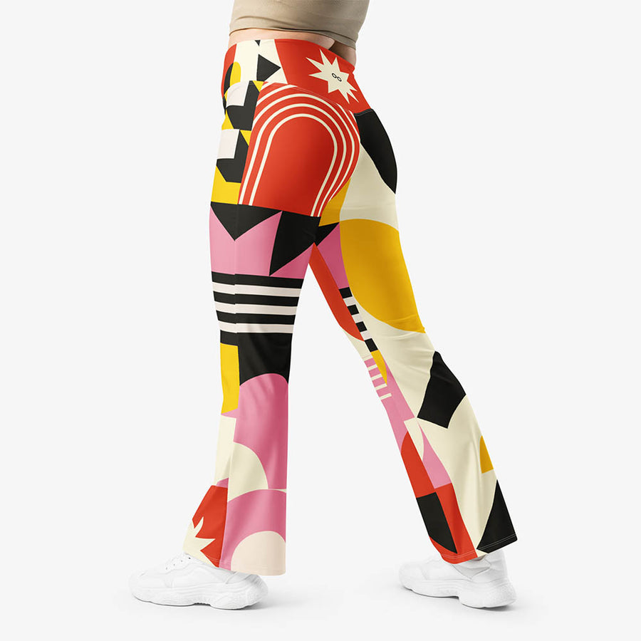 Recycled Flare leggings "Design Delight" Orange/Yellow/Pink