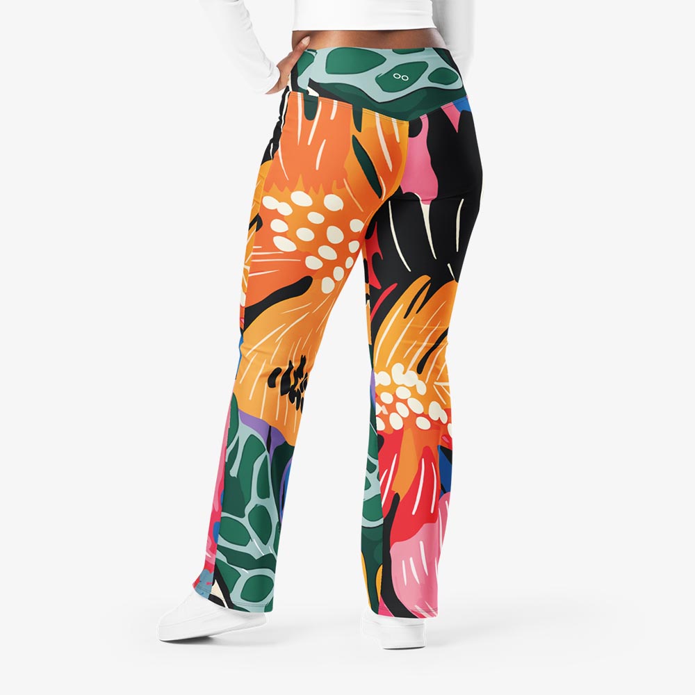 Stripes & Petals Flare Leggings