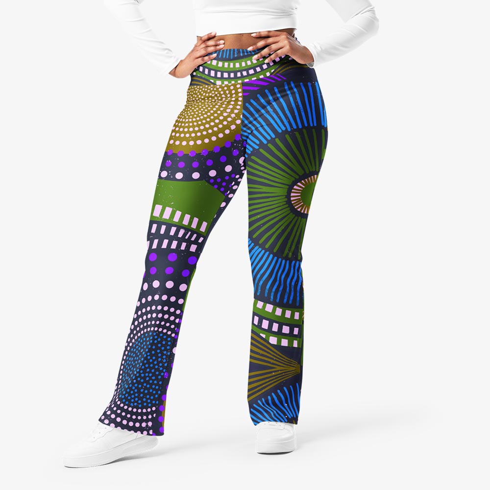 EthnoPop Flare Leggings – Blue/Green