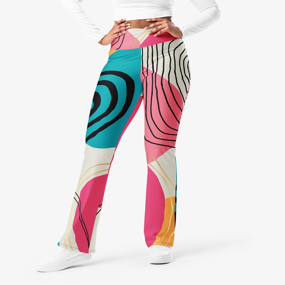Modernist Flare Leggings – Fuchsia/Turquoise