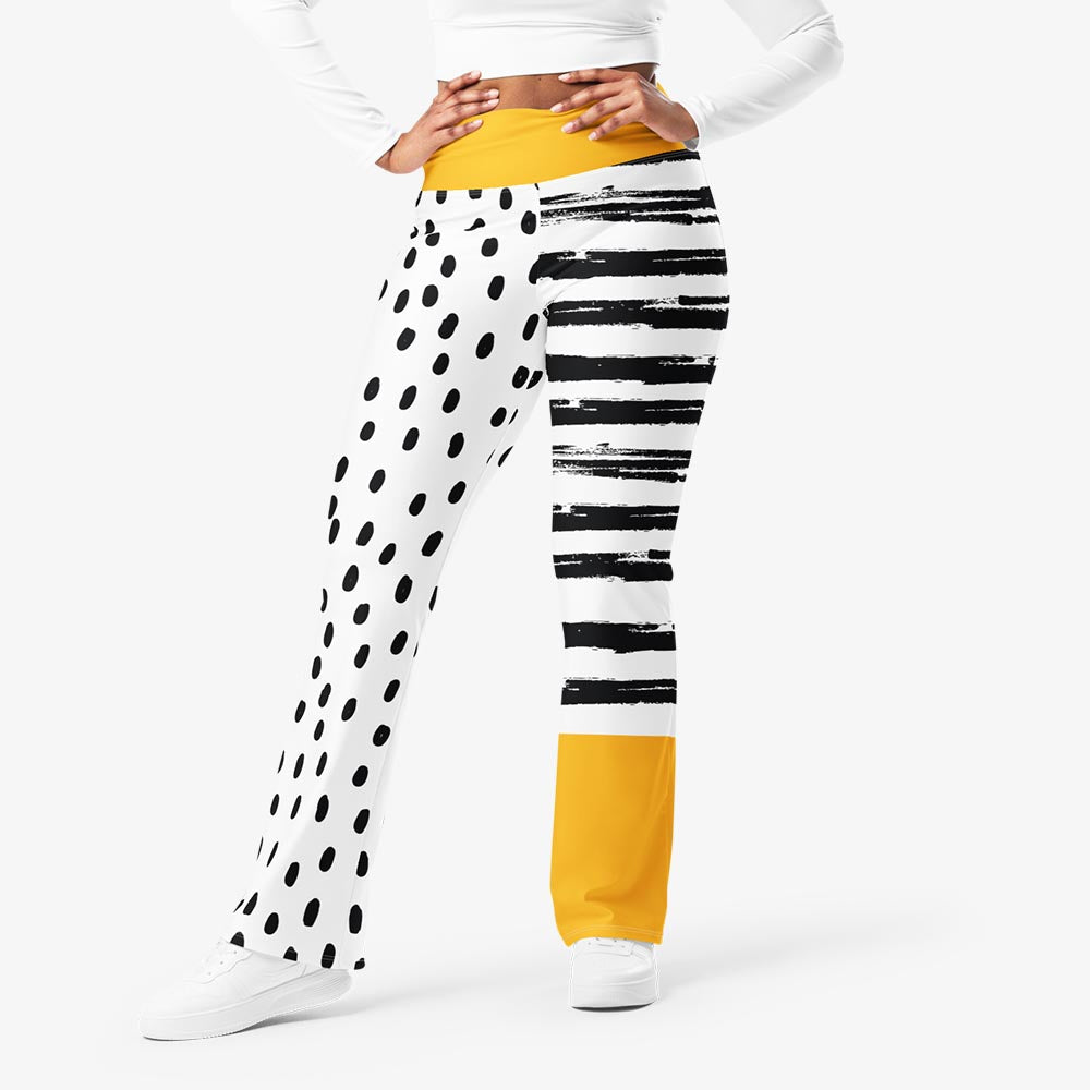 Dots & Stripes Flare Leggings – Yellow