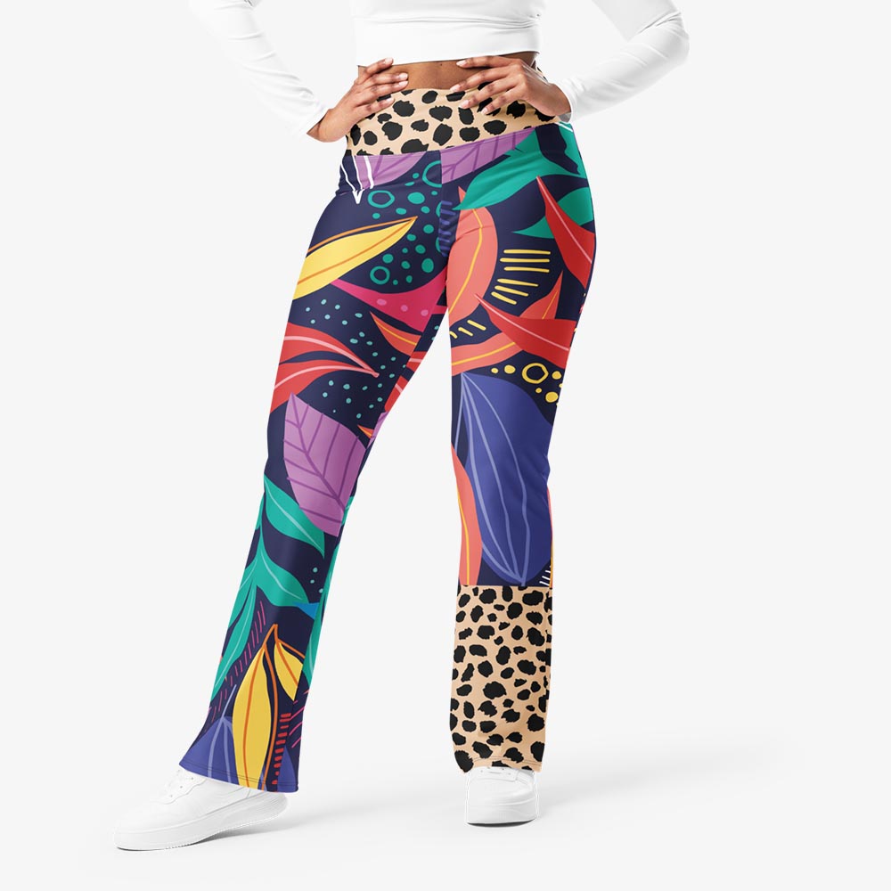Animal Leaves Flare Leggings