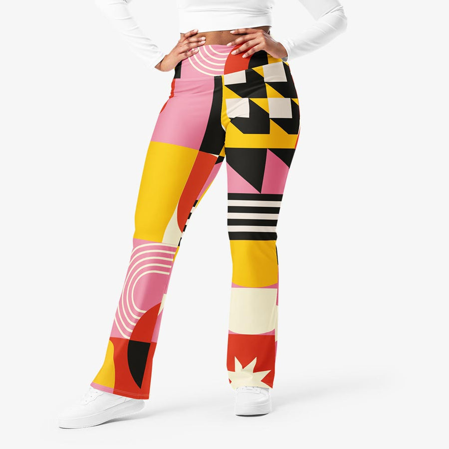 Recycled Flare leggings "Design Delight" Orange/Yellow/Pink