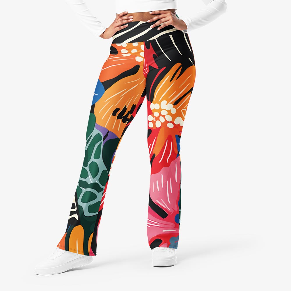 Stripes & Petals Flare Leggings