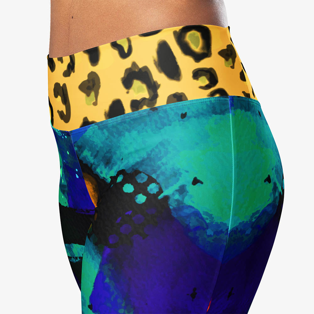 Wild Canvas Flare Leggings – Blue/Yellow