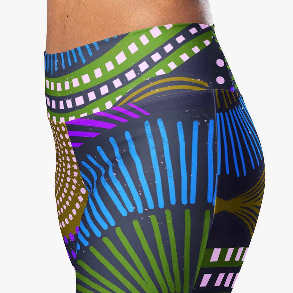 EthnoPop Flare Leggings – Blue/Green
