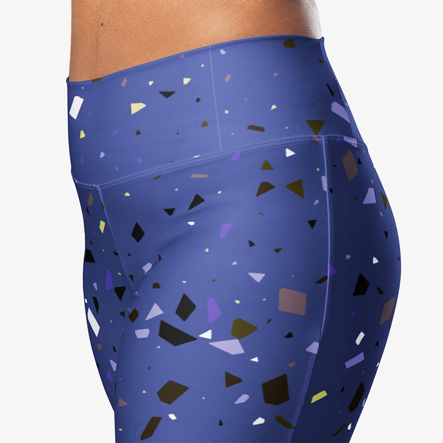 Recycled Flare leggings "Wild Confetti" Blue/Rose Gold