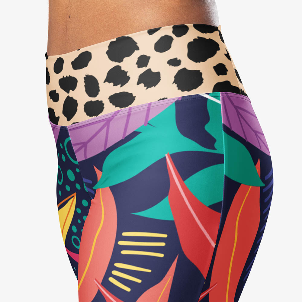 Animal Leaves Flare Leggings