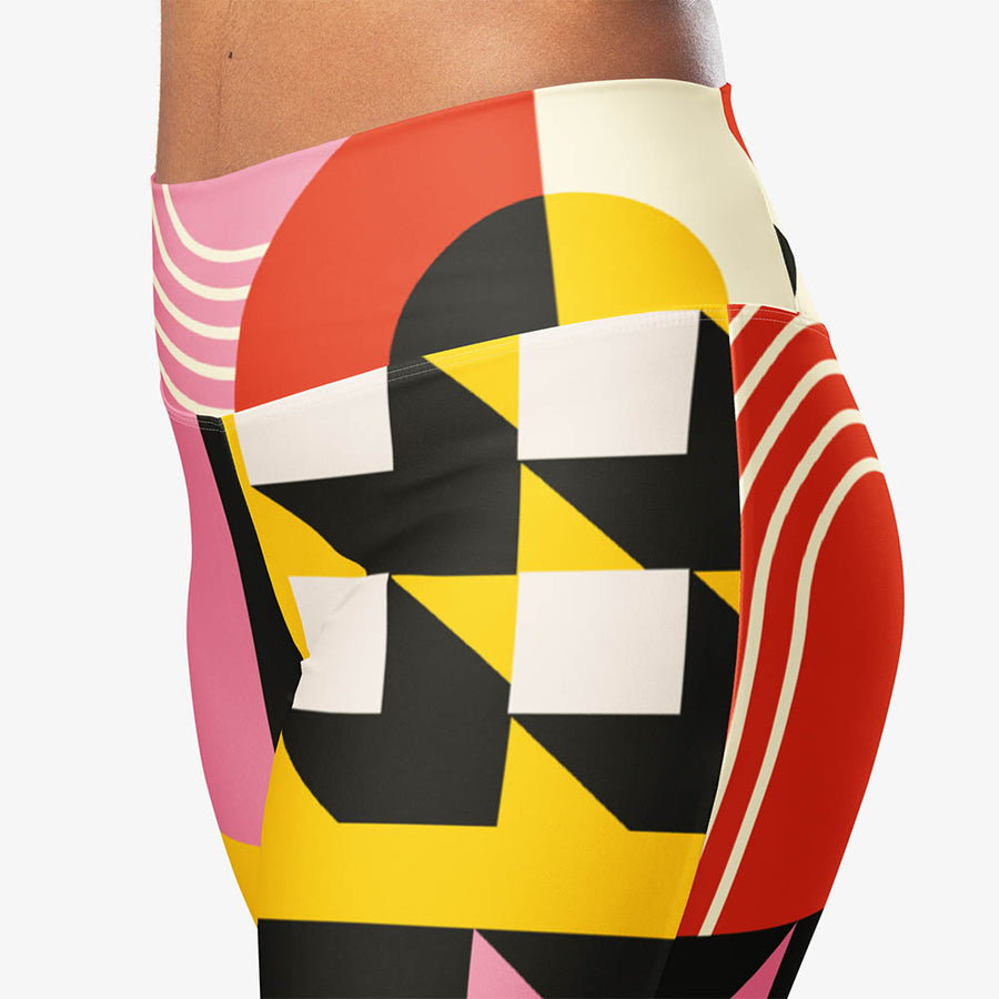 Recycled Flare leggings "Design Delight" Orange/Yellow/Pink