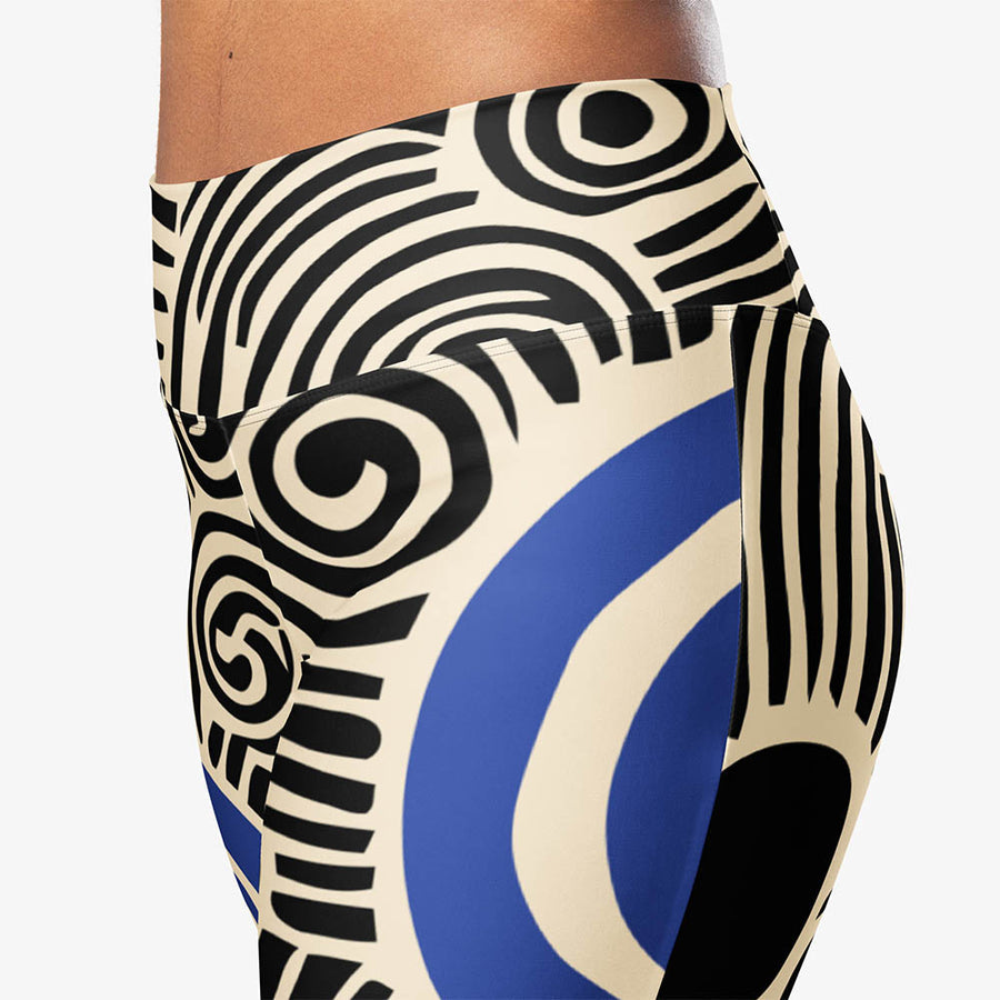 Recycled Flare leggings "Vertigo" Black/Blue/Red