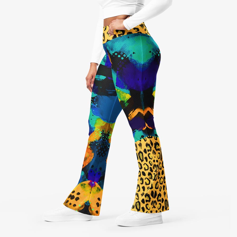 Wild Canvas Flare Leggings – Blue/Yellow