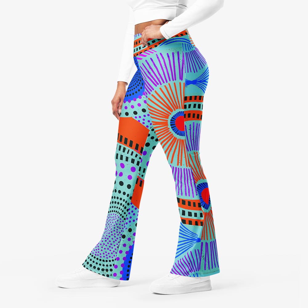 EthnoPop Flare Leggings – Turquoise/Red