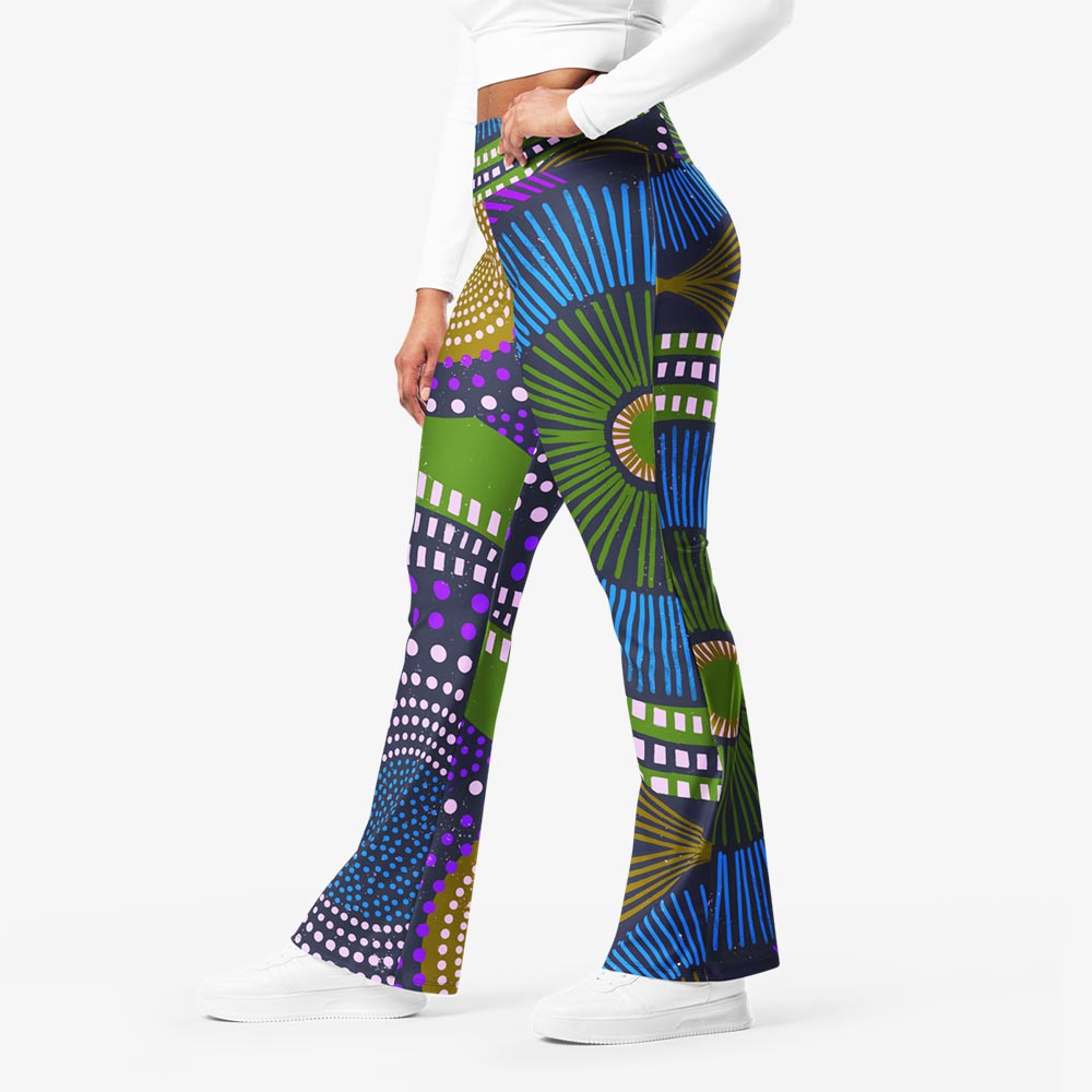 EthnoPop Flare Leggings – Blue/Green