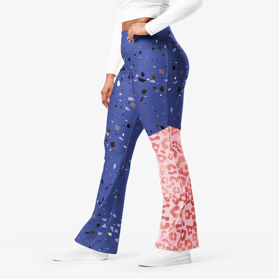 Recycled Flare leggings "Wild Confetti" Blue/Rose Gold