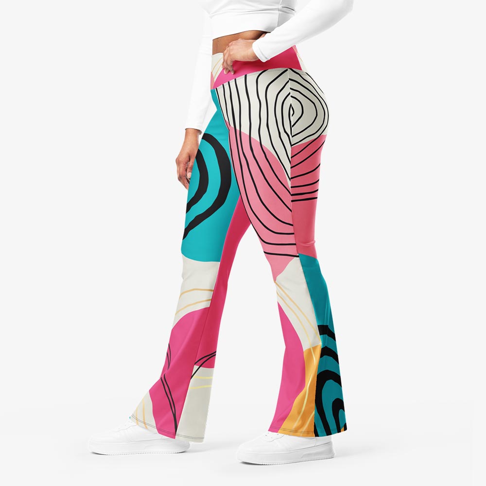 Modernist Flare Leggings – Fuchsia/Turquoise