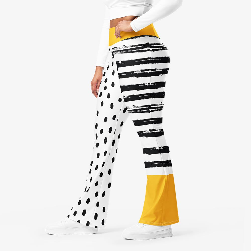 Dots & Stripes Flare Leggings – Yellow