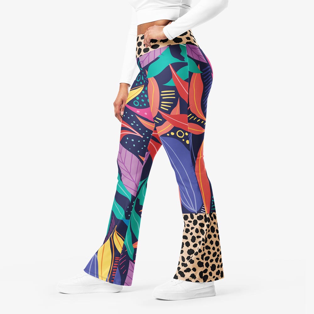 Animal Leaves Flare Leggings