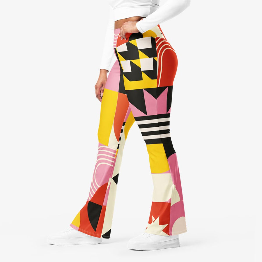 Recycled Flare leggings "Design Delight" Orange/Yellow/Pink