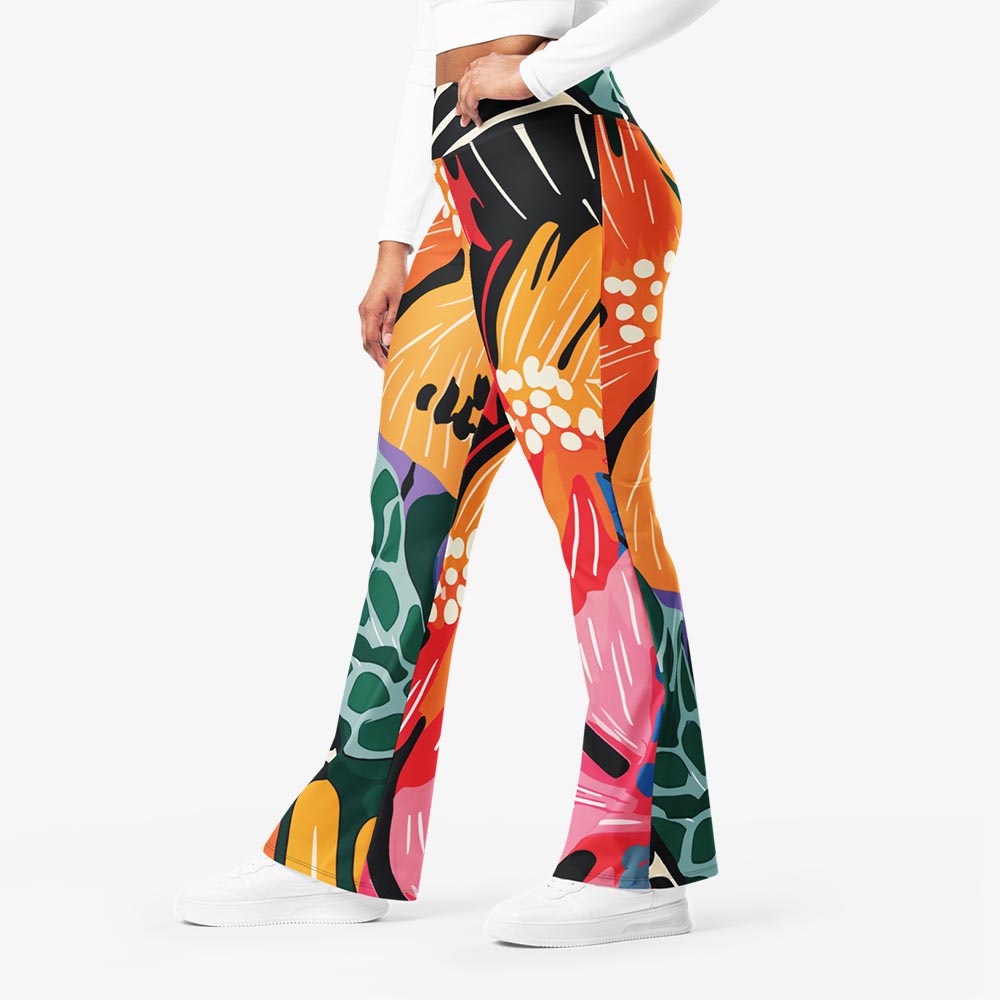 Stripes & Petals Flare Leggings