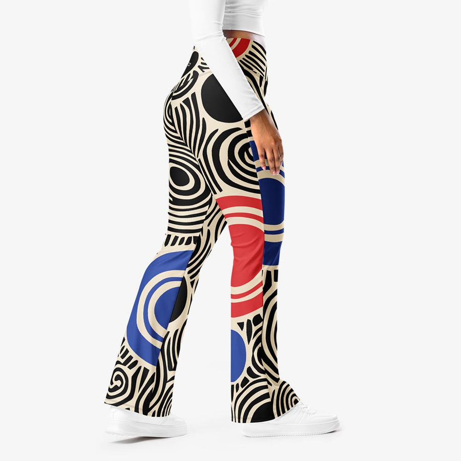 Recycled Flare leggings "Vertigo" Black/Blue/Red