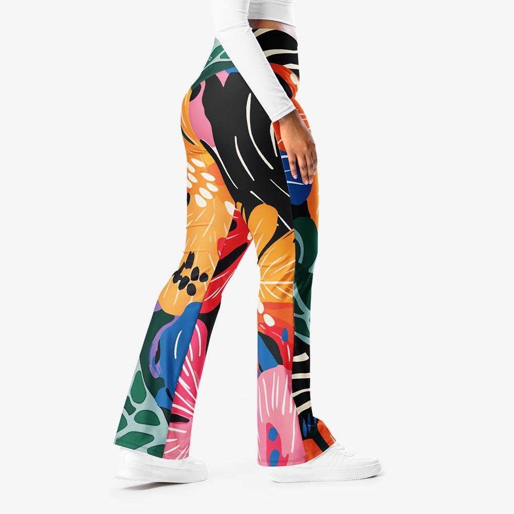 Stripes & Petals Flare Leggings