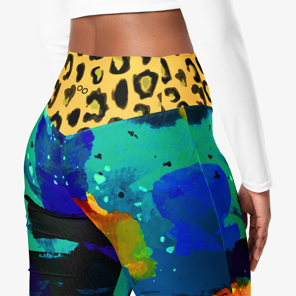 Wild Canvas Flare Leggings – Blue/Yellow