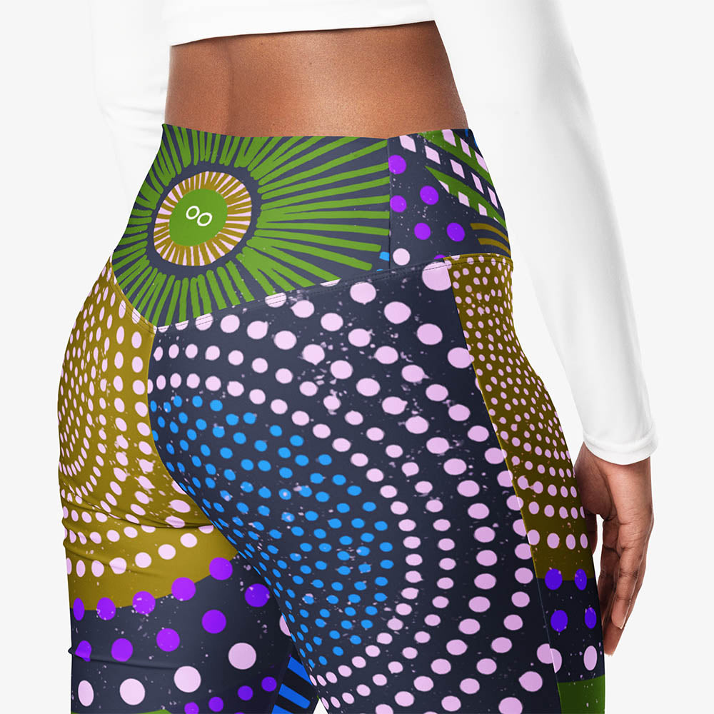 EthnoPop Flare Leggings – Blue/Green