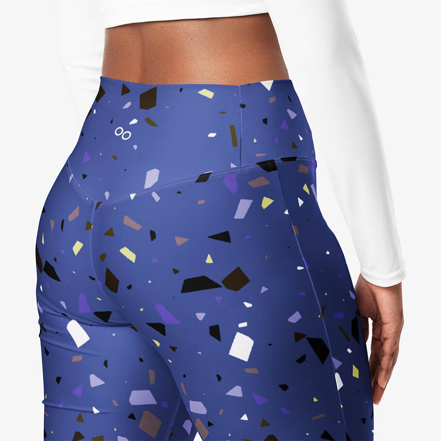 Recycled Flare leggings "Wild Confetti" Blue/Rose Gold