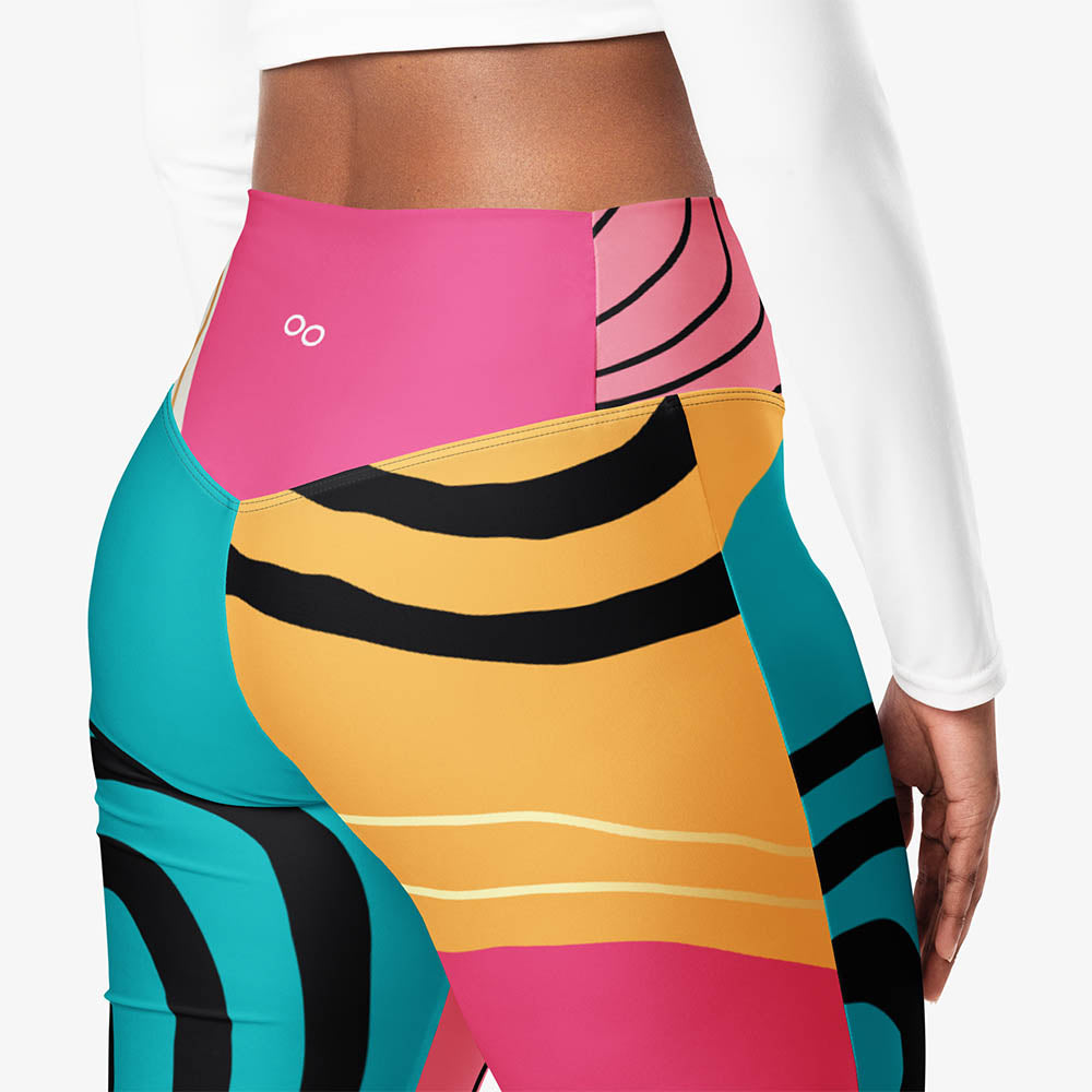 Modernist Flare Leggings – Fuchsia/Turquoise