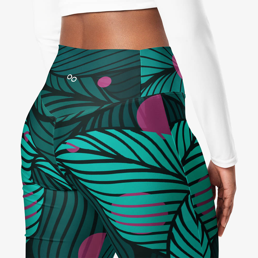 Fireflies Flare Leggings – Green/Pink