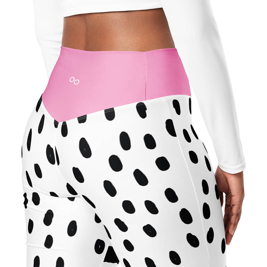 Recycled Flare leggings "Dots&Stripes" Pink