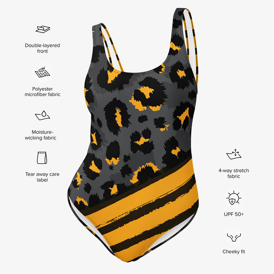 One-Piece Printed Swimsuit "BeePard" Yellow/Black/Grey