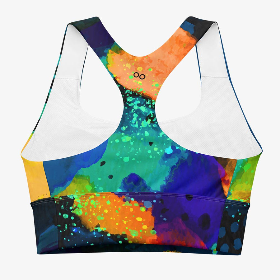 Recycled High Impact Bra "Wild Canvas" Blue/Yellow