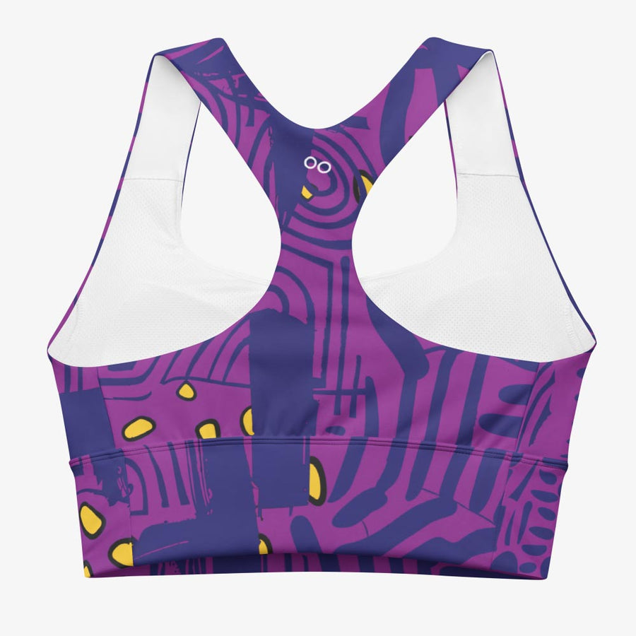 Recycled High Impact Bra "Electric Maze" Purple/Yellow