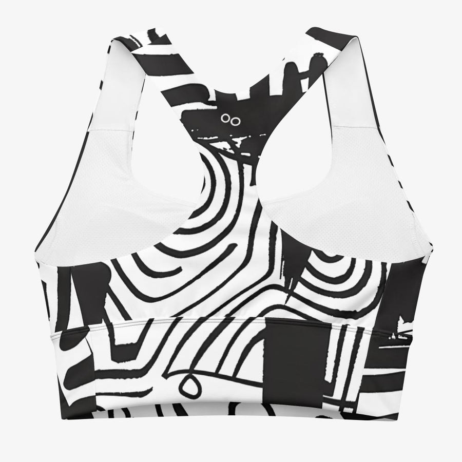 Recycled High Impact Bra "Black and Wow" Black/White