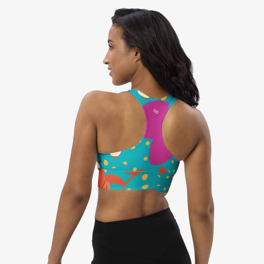 High Impact Bra "Petal Party" Turquoise/Fuchsia